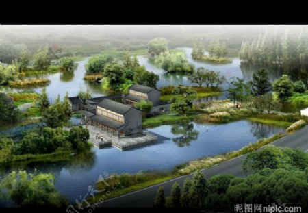 中国传统园林景观设计psd素材图片