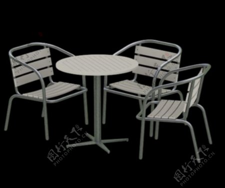 钢铁混合桌椅3d模型