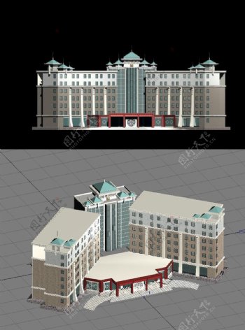 办公楼3D模型图片