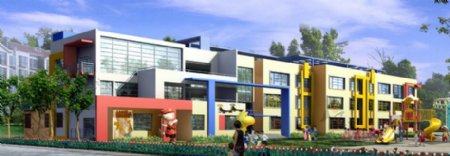 绚彩学校建筑幼儿园3d模型