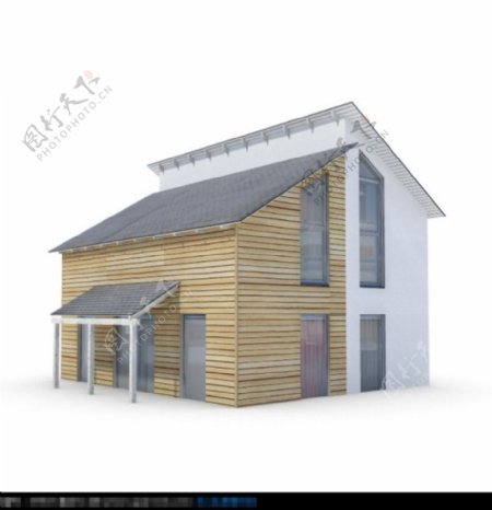 斜顶木墙小别墅max建筑模型