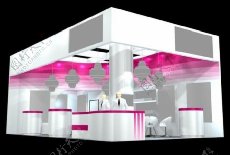 粉红色化妆品展厅max模型