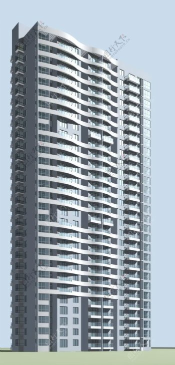 高档时尚高层住宅区建筑3D模型