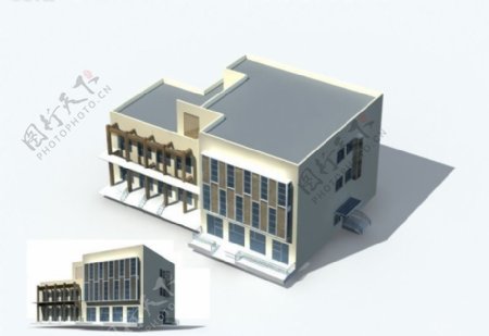 现代办公楼多层公共建筑设计3D模型