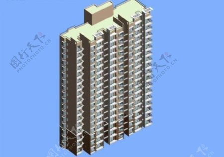 独栋塔式高层住宅楼模型