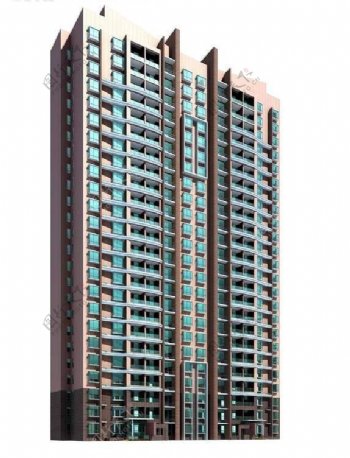 现代高层板式住宅楼模型
