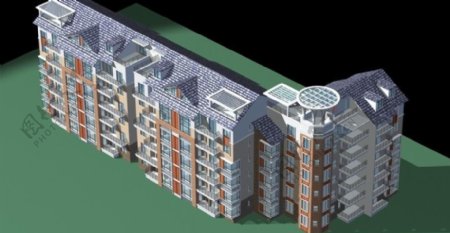 新欧式多层住宅小区建筑3d模型