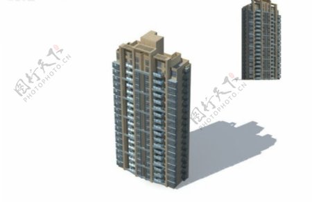 现代城市高层建筑电梯房3D模型图