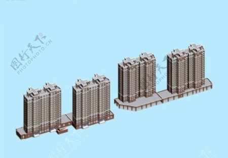 高层临街塔式商住楼群3D模型