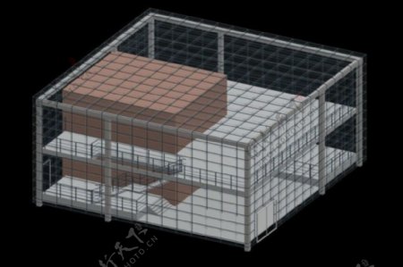 现代笼式建筑3d效果图