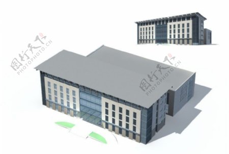 长方形多层公建建筑3D模型