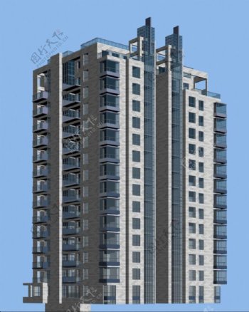 都市风格高层住宅建筑3D模型