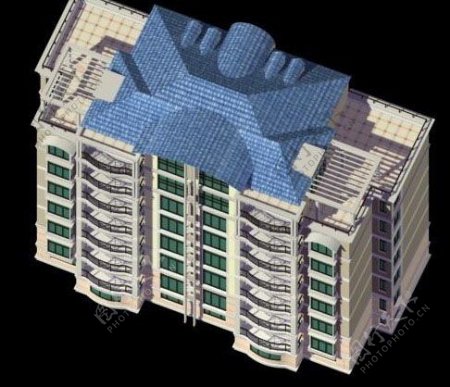 富丽奢华风格高档住宅楼3D模型素材