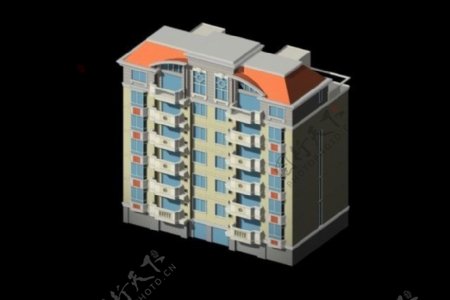 简约大方风格住宅楼设计3D模型素材