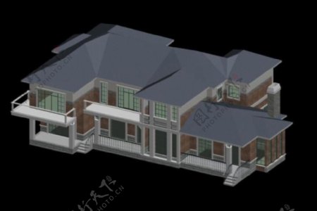 独栋双层别墅3D模型