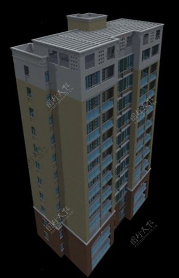 小高层板式住宅楼侧面模型