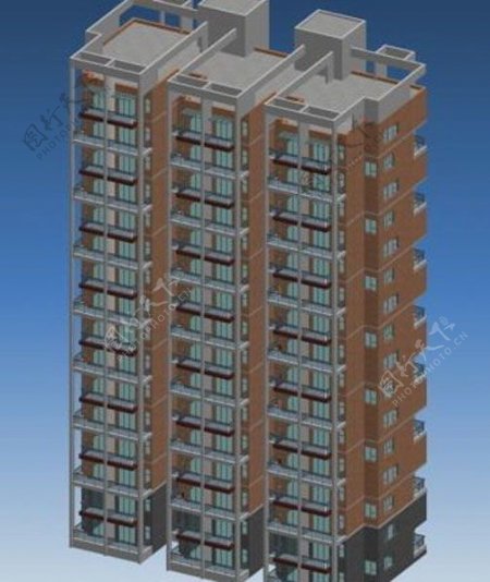 八层塔式住宅楼模型