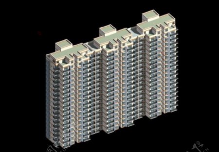 平顶高层三联排塔式住宅楼3d模型