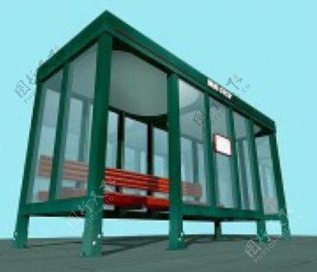 室外模型公交车站3d素材3d模型7