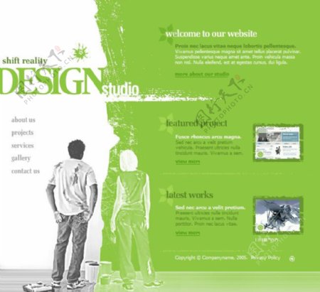 绿色简洁设计素材flash网站模板