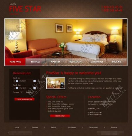 酒店介绍网站界面设计HTMLCSS模板