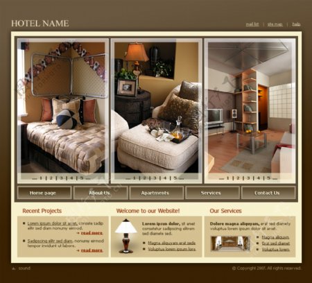 酒店客房展示网页模板