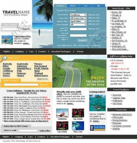 欧美旅游门户网站模板