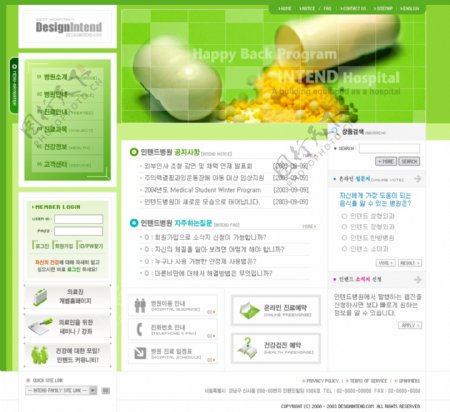 韩国医药厂绿色网站模板