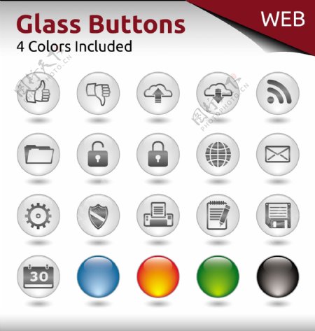 网站设计的矢量04玻璃按钮