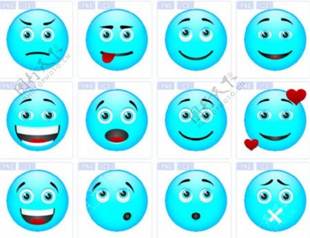 蓝色表情系列图标