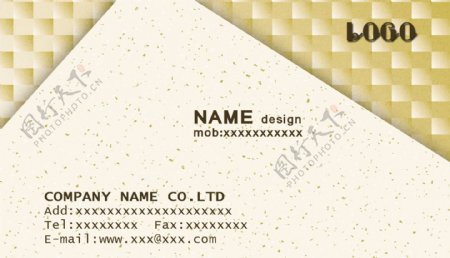 金色格子背景企业名片设计模板PSD