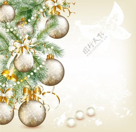 矢量精美圣诞装饰彩球素材
