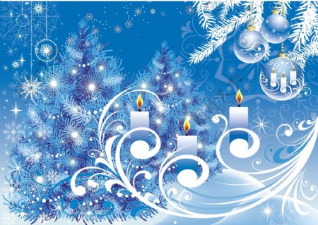 矢量蓝色圣诞雪花背景花纹素材