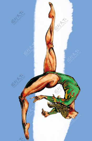 手绘人物体操运动员图片