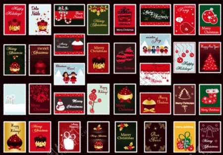 34款缤纷圣诞节卡片矢量素材