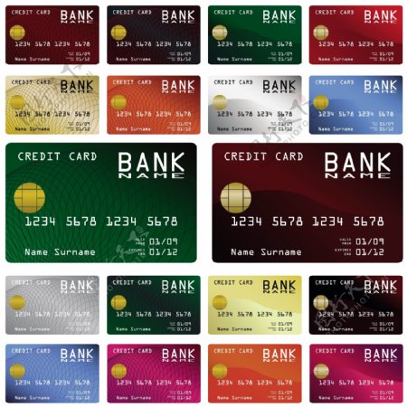 银行信用卡模板设计矢量素材