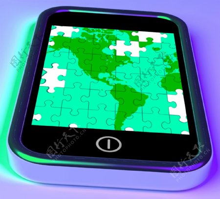 美国地图上显示移动智能手机全球通信