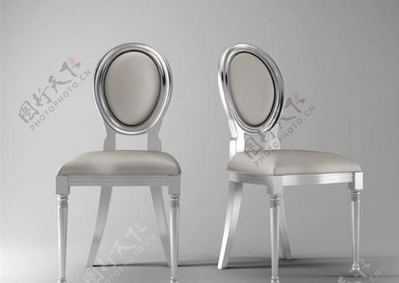 银色新古典单椅3d模型