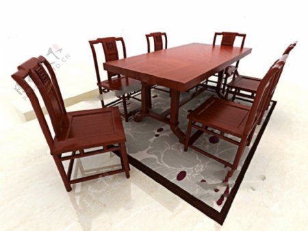 红木六人餐桌