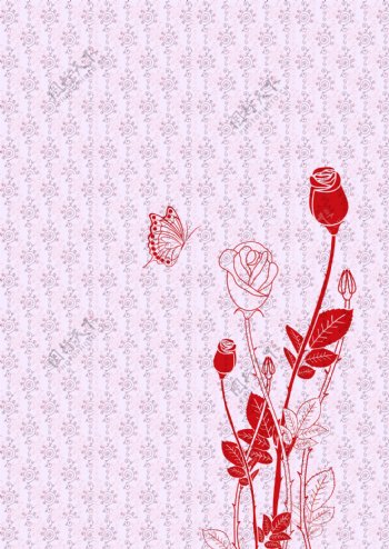 花卉蝴蝶墙纸图