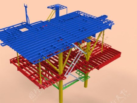 石油钻井平台钢结构3D模型