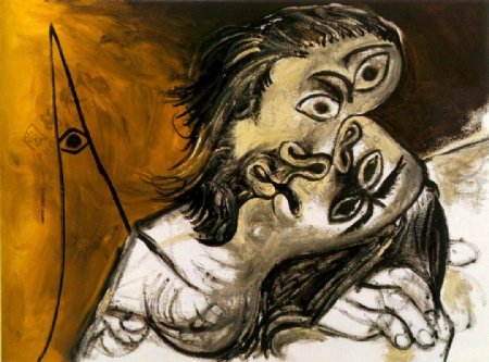 1969Lebaiser2西班牙画家巴勃罗毕加索抽象油画人物人体油画装饰画