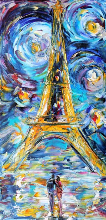 巴黎铁塔油画