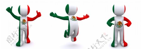 3D人物质感与墨西哥国旗
