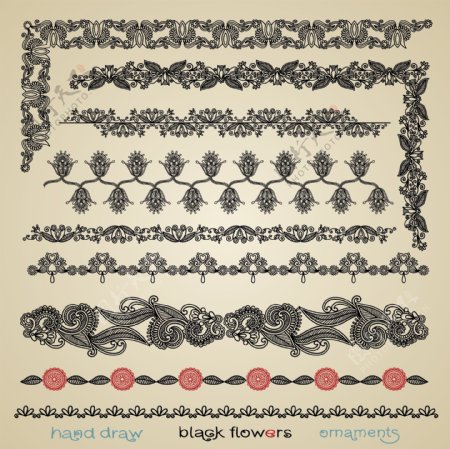古典花纹矢量素材5剪纸风格