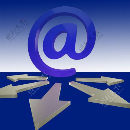 箭头显示给客户的邮件邮寄广告