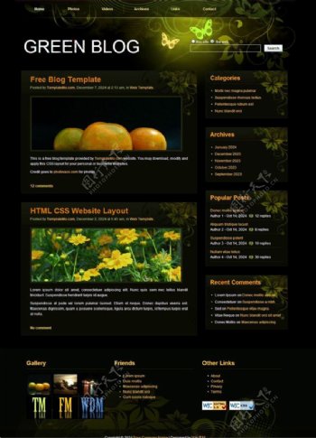 绿色博客CSS网页