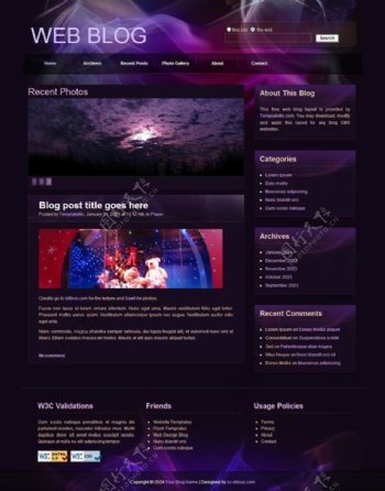 紫色博客CSS网页模板