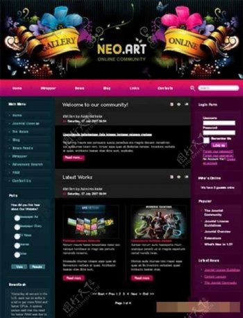 黑色艺术设计网页模板