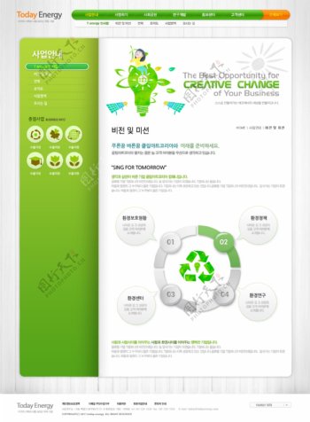 绿色能源回收网站psd模板